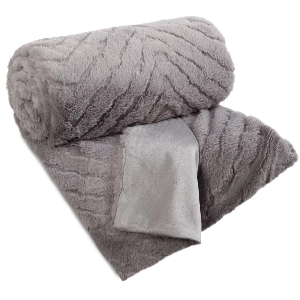 Couverture douce en polaire gris clair 150x200 lavable et anti-bouloche