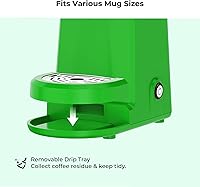 Vista 6 de Cafetera individual CHULUX, pequeña cafetera de una taza para cápsulas K pod y café molido, verde