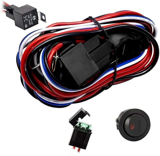 Wiring Harness Eyourlife 300W Heavy Duty Wiring Harness Kit 12V/40A Fuse Relay On/Off Switch Relay 14AWG /12FT Off Road Power