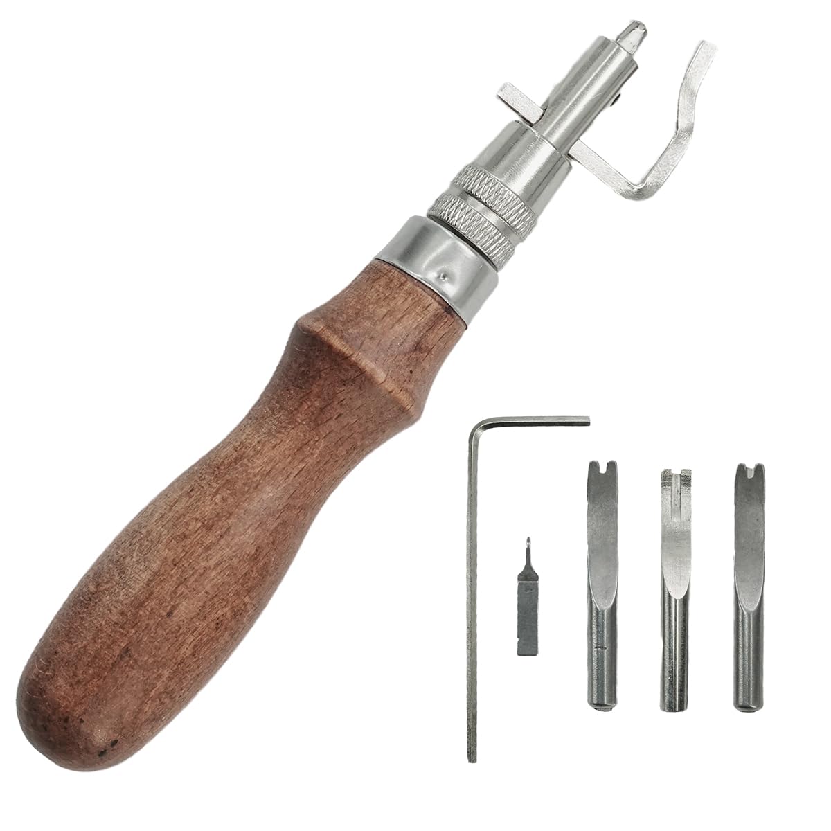 Ciciment Brown 7 In 1 Adjustable Leather Tools Sets,Stitching Groover And Creasing Edge Beveler Kits For Leathercraft & Diy