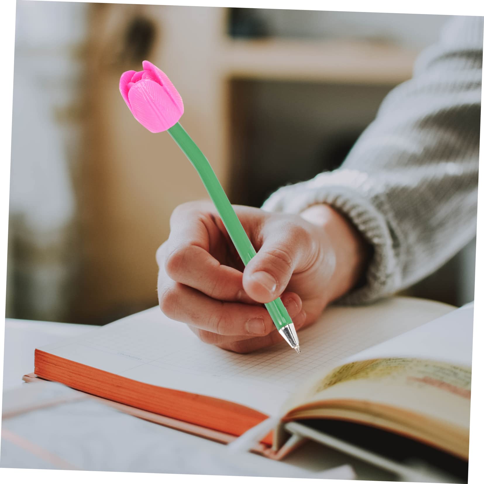 4 Ensembles Stylo À Bille Tulipe Stylo Rose Stylos À Fleurs Changeant De Couleur Gel Décoratif S'agiter Stylos À Bille De Couleur Rétractable Stylos Roses Plastique 6 Pièces * 4