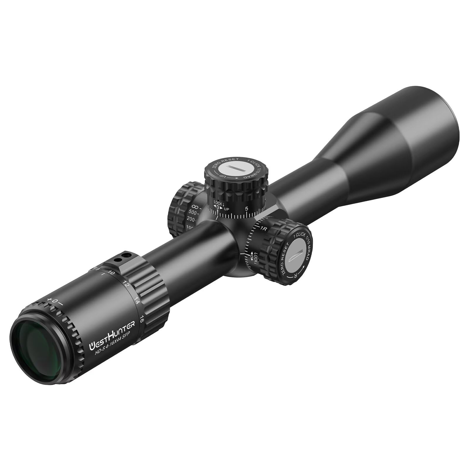 WestHunter Optics HD-S 4-16x44 SFP Mira Telescópica, Tubo 30mm Segundo Plano Focal, Precisión 1/10 MIL, Visor Óptico Ajustable - Indicado Únicamente para Actividades Deportivas