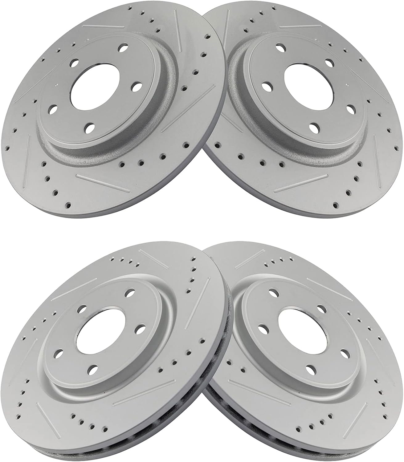 TRQ Performance Drilled & Slotted Front Rear Brake Rotor Set Compatible with Chrysler VW Van