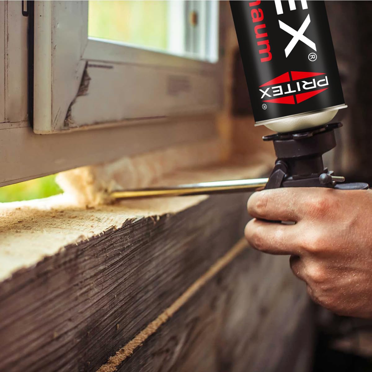 PRITEX – Bauschaum MEGA Set aus 12 x 750 ml Pistolenschaum Inkl. 2 x Pistolenreiniger 500 ml und Schaumpistole – Montageschaum zum Verfüllen, Dämmen & Abdichten