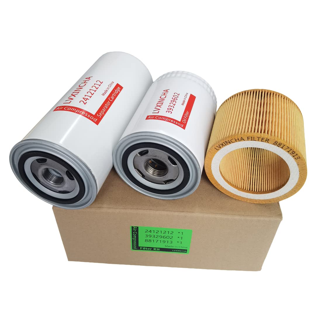 Oil Separator 24121212 Oil Filter 39329602 Air Filter 88171913 Filter Kit Compatible Air Compressor LVXINCHA Filter Replacement Part