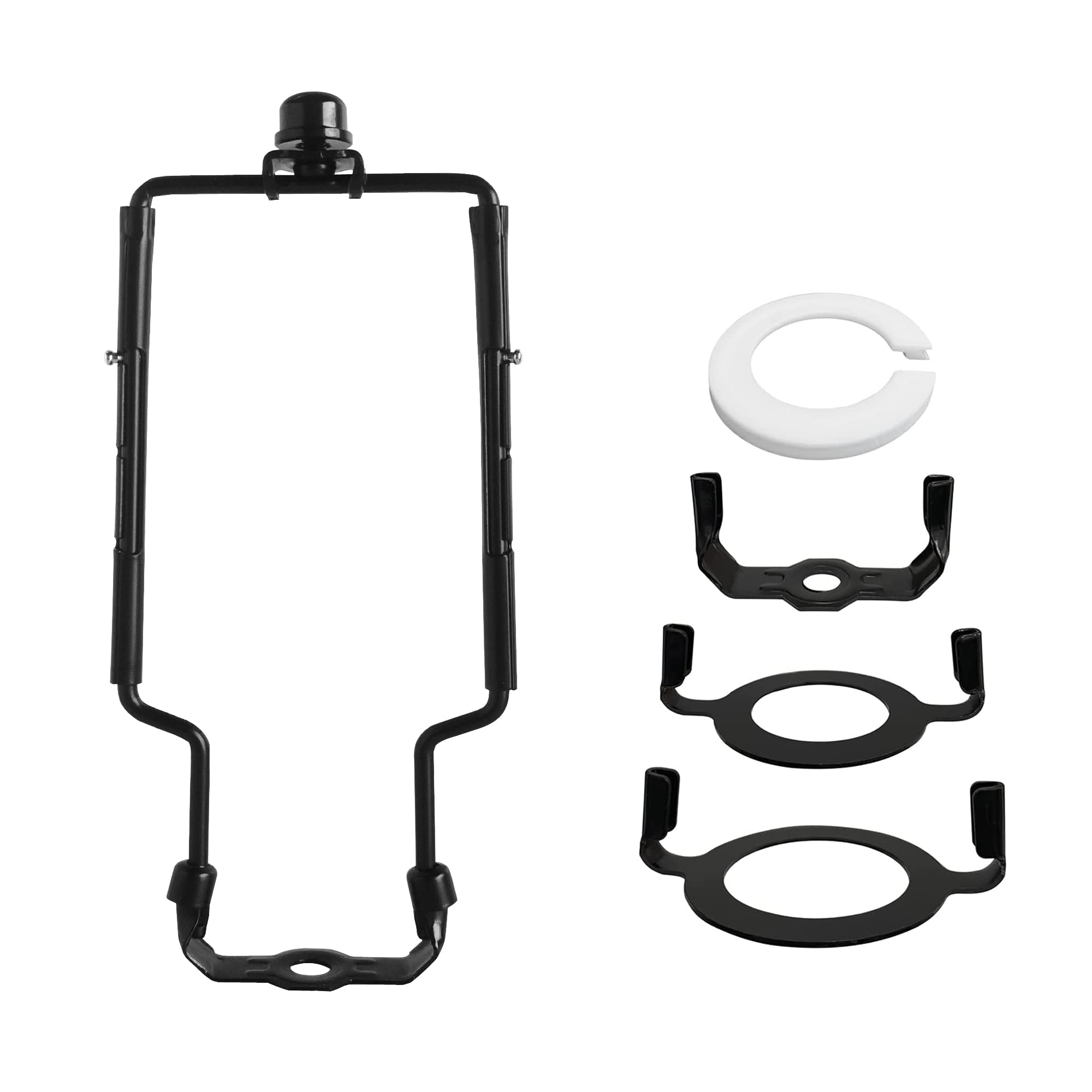 Lamp Shade Harp Holder, 7 8 9 10 inch Adjustable Lamp Harp Kit with 3/8 Standard & E14 & E26 & E29 Light Base UNO Fitter Adapter Converter Finial Set for Spider Lamp Shade