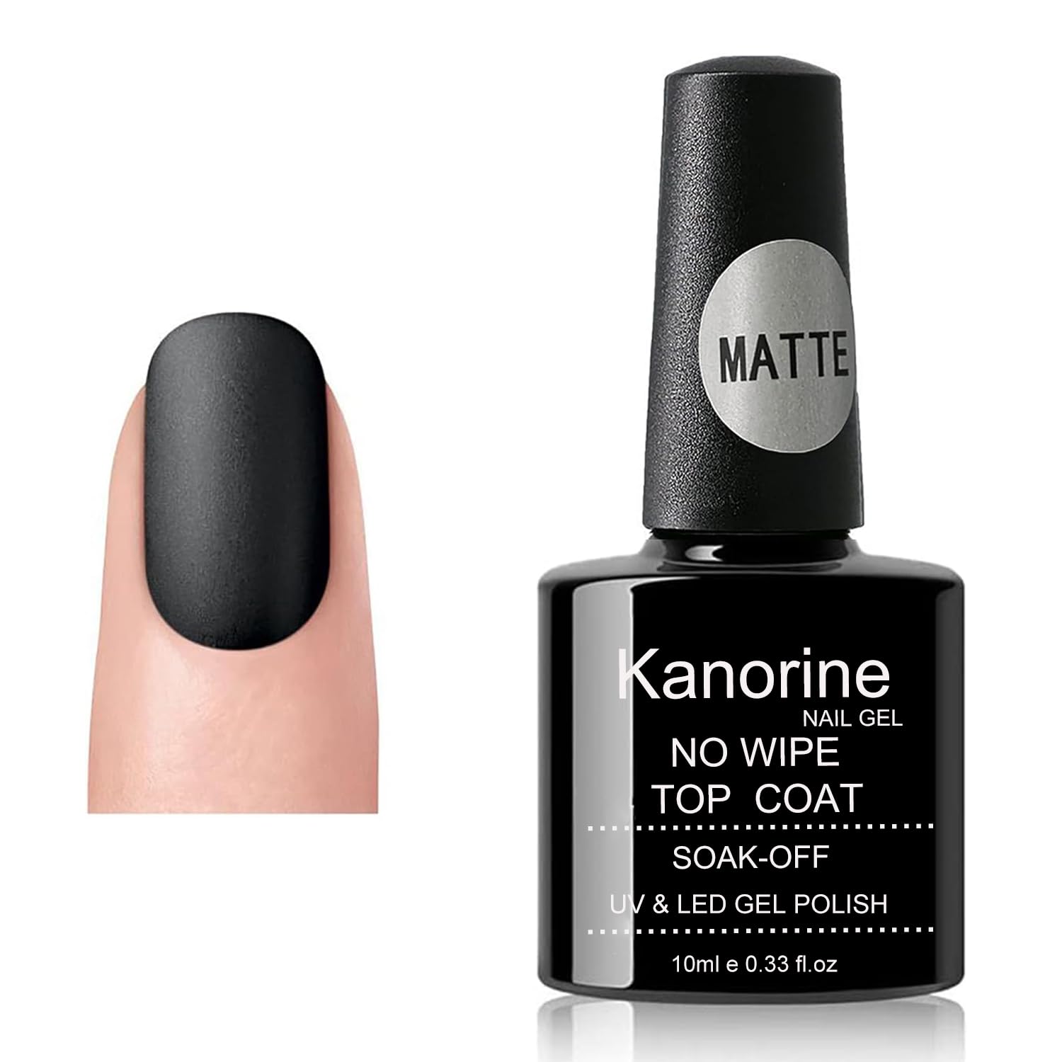 Kanorine Matte Top Coat,Gel Nail Polish No Wipe Matte Finish, Transparent Matt top coat,Soak Off Nail Lamp Nail Art Manicure Salon DIY