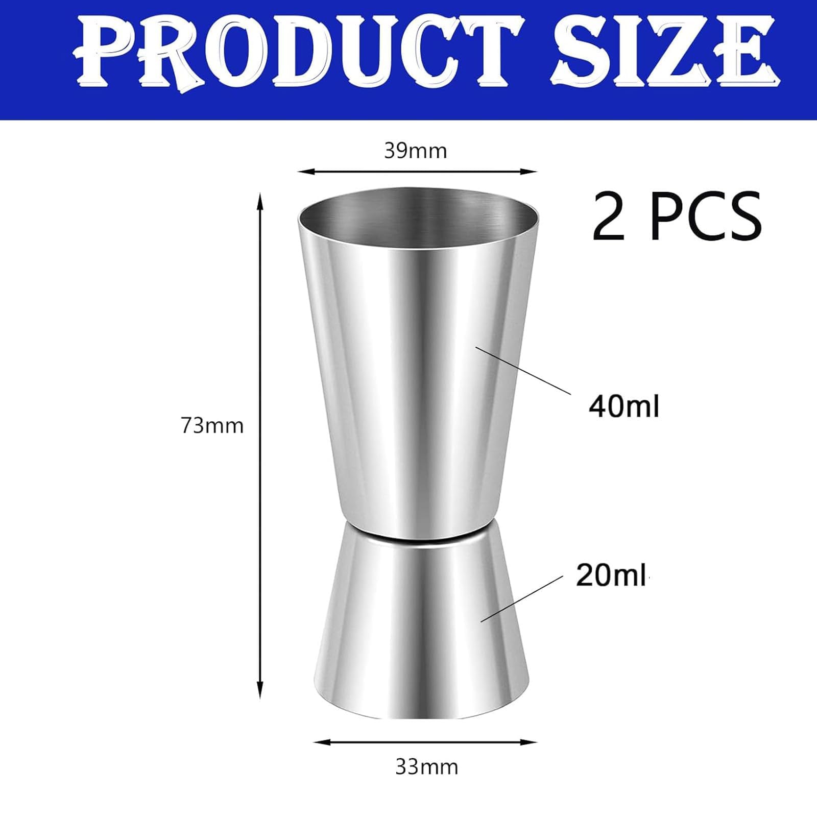 2 Stück Messbecher Cocktail, CL Messbecher, Kleiner Messbecher, Dual Spirit Measure Cup für Bar Party Wein Drink Shaker (20/40ml) M Küche, Haushalt & Wohnen