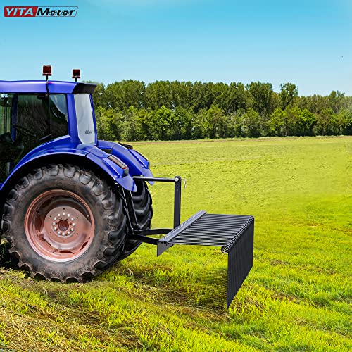 YITAMOTOR 72 Inch Durable Powder Coated Steel Pine Straw Rake Steel Spring Landscape Rake Attaches to Cat 0 Cat 1，3 Point Hitch for Tractor, Black Grey