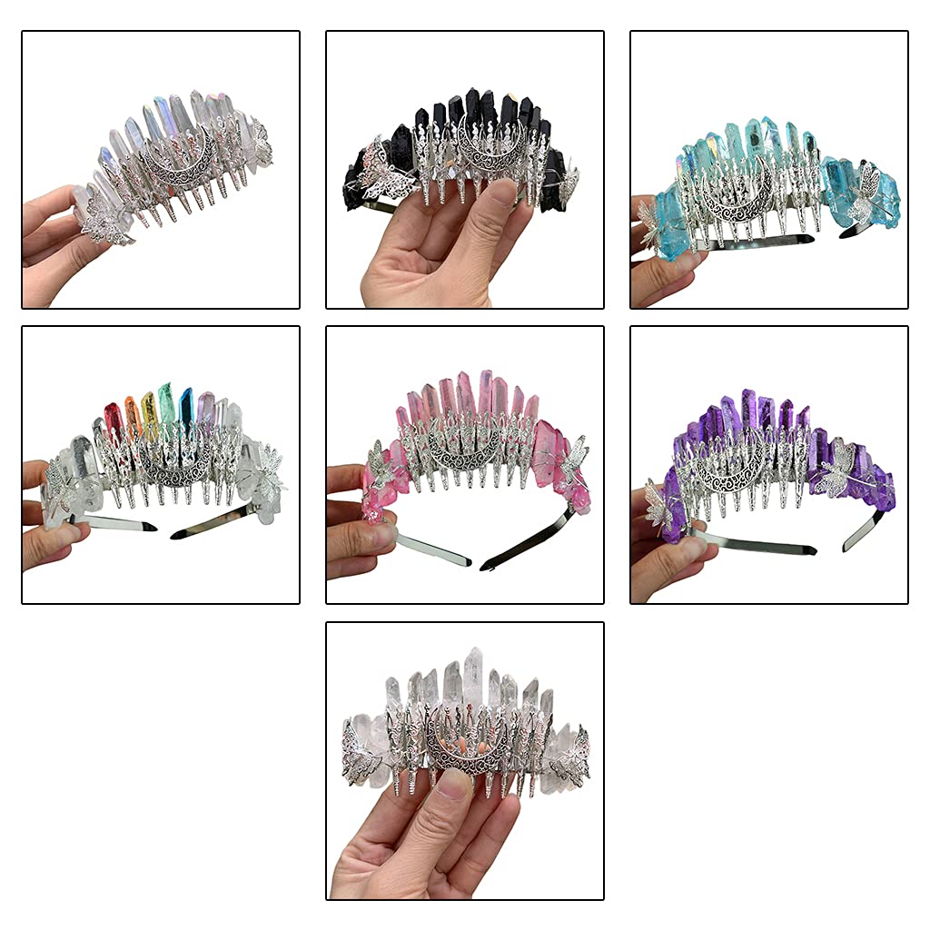 Corone in cristallo di quarzo con elegante copricapo decorativo diademi per capelli accessori per capelli al quarzo con