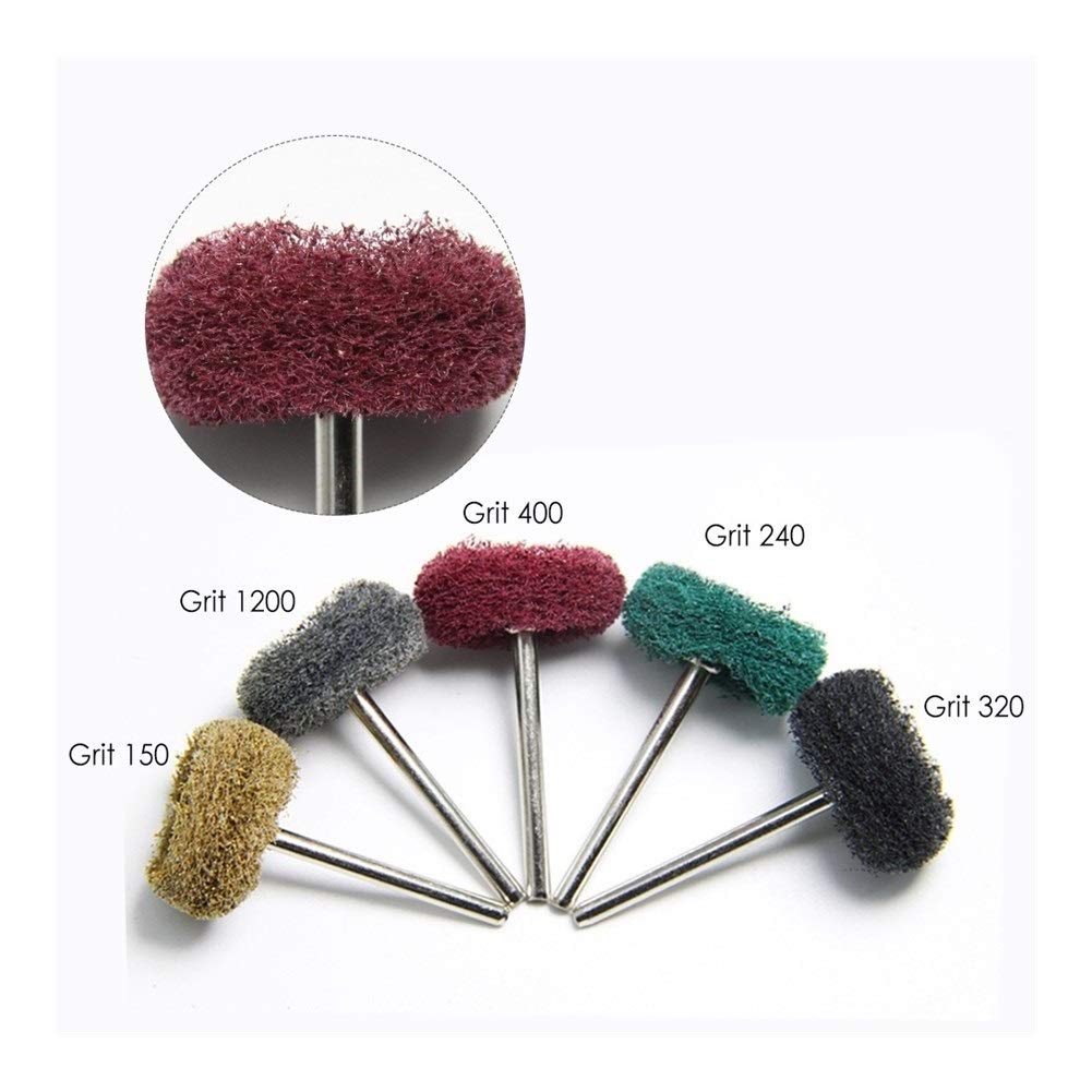 Cabezal de pulido y esmerilado Nylon Muela de pulido rueda 3.2mm Manija de metal pulido Agente for la rotación de la herramienta conjunto de accesorios (Color : 4pcs per grit)