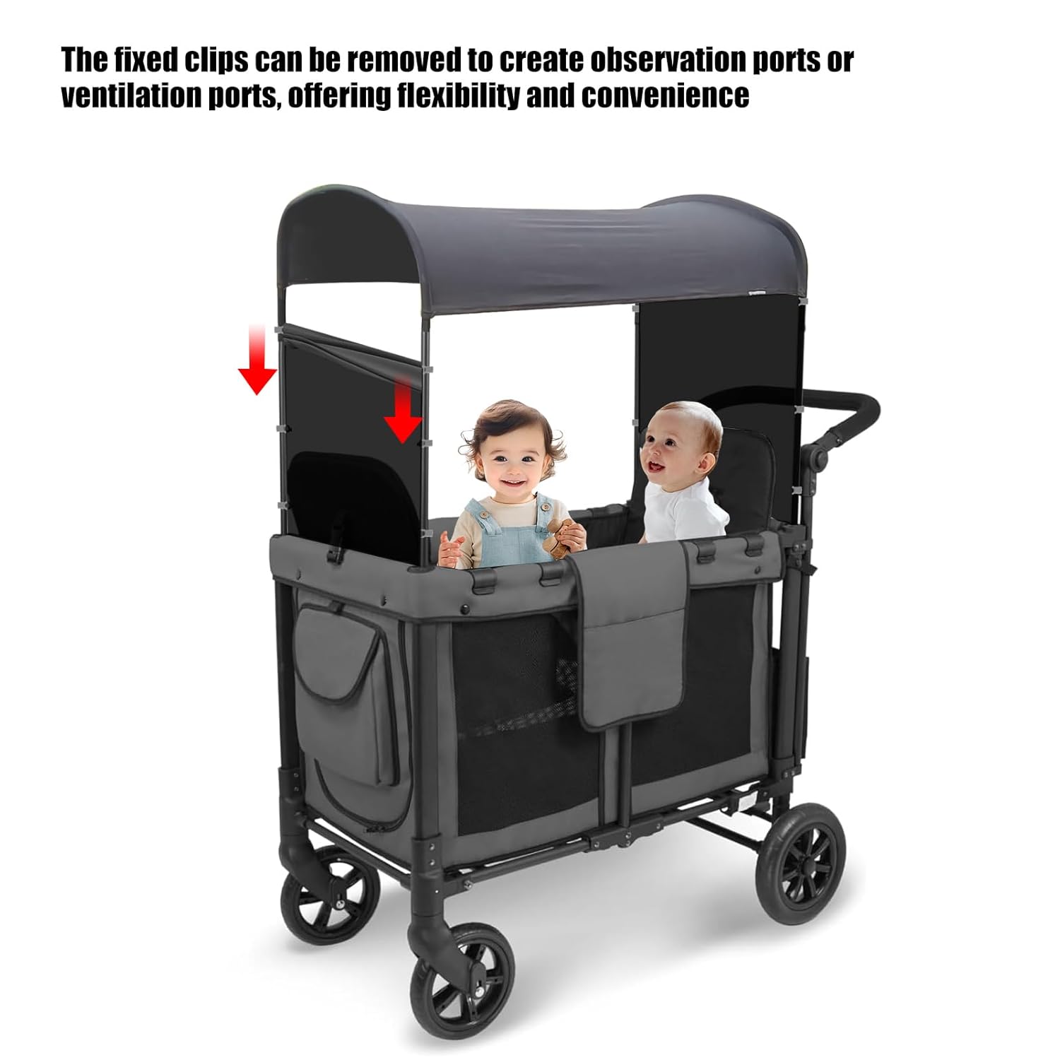Side Breathable Sunshade Canopy with Clamps,UPF50+ Front and Rear Fence Sun Shields Compatible with Wonderfold Stroller Wagons W2/W4 All Model(2 Pack)