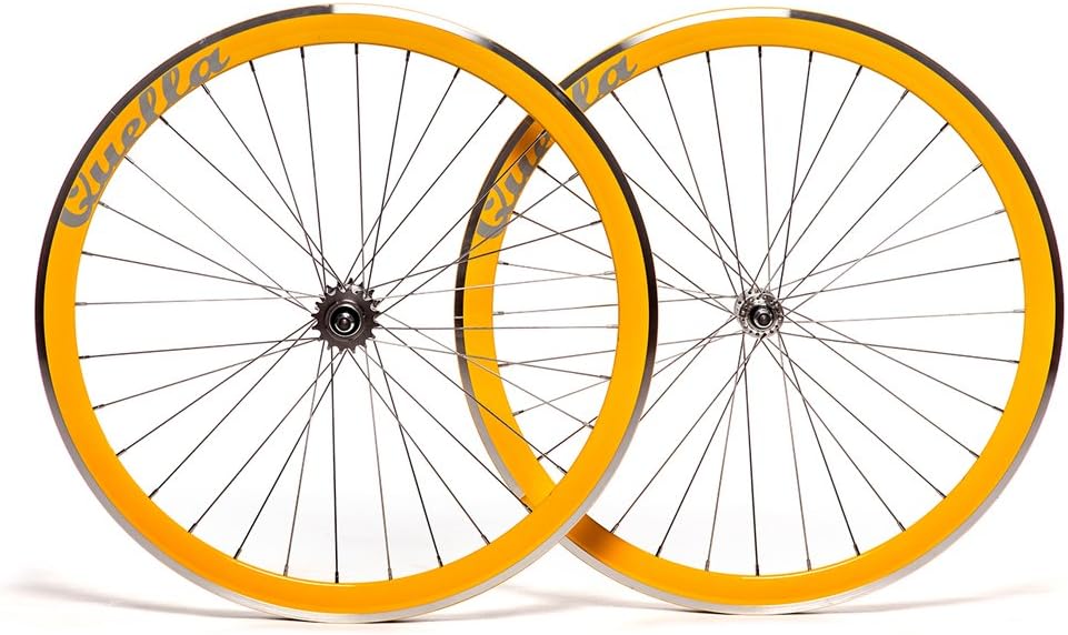 Quella 700C Yellow Single Speed 40mm Deep-V Fixie Flip-Flop hub Wheels