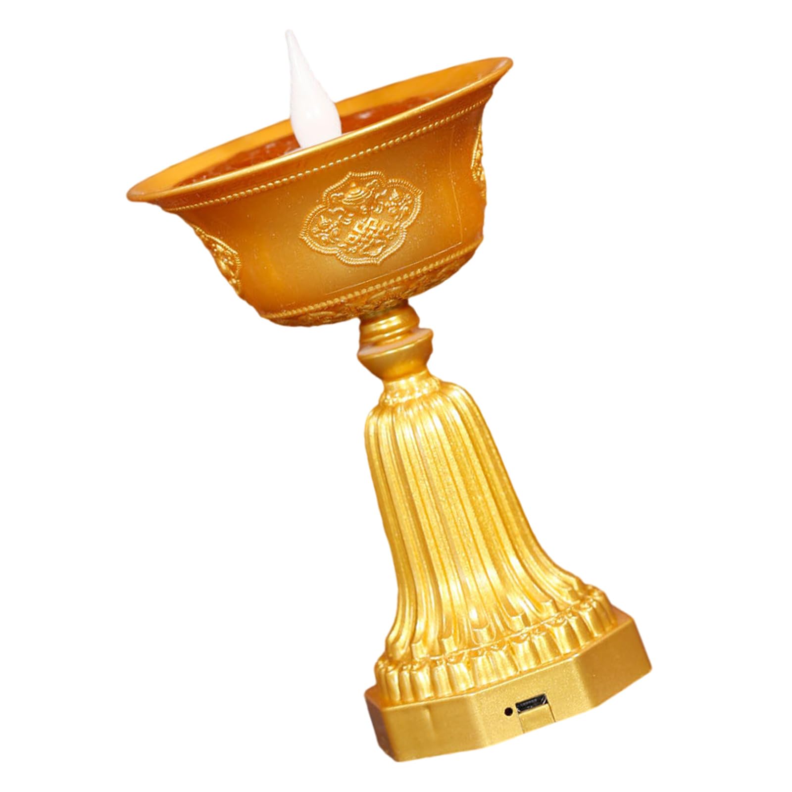 Hsioluted Buddhist LED Prayer Light, Simulated Butter Lamp with Warm Flickering Glowing, USB Charging for Home Religious Home Decoration