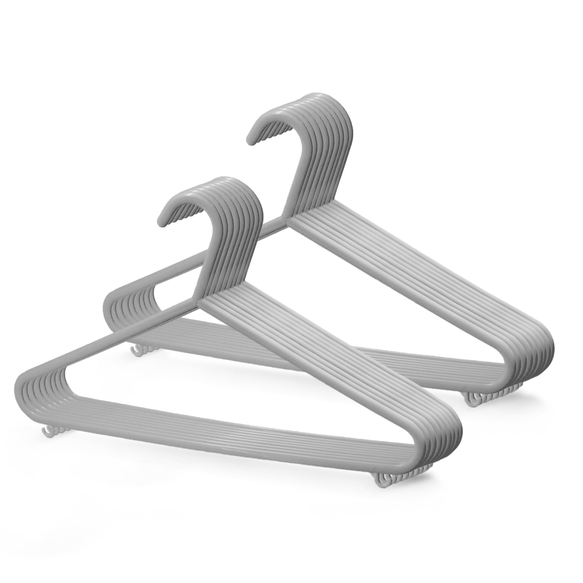 KEPLIN Adult Plastic Coat Hangers - Strong Clothes Hangers for Clothes Rail & Closet, Clothing Hanger with Suit Pants Trouser Bar and Clips, Space Saving