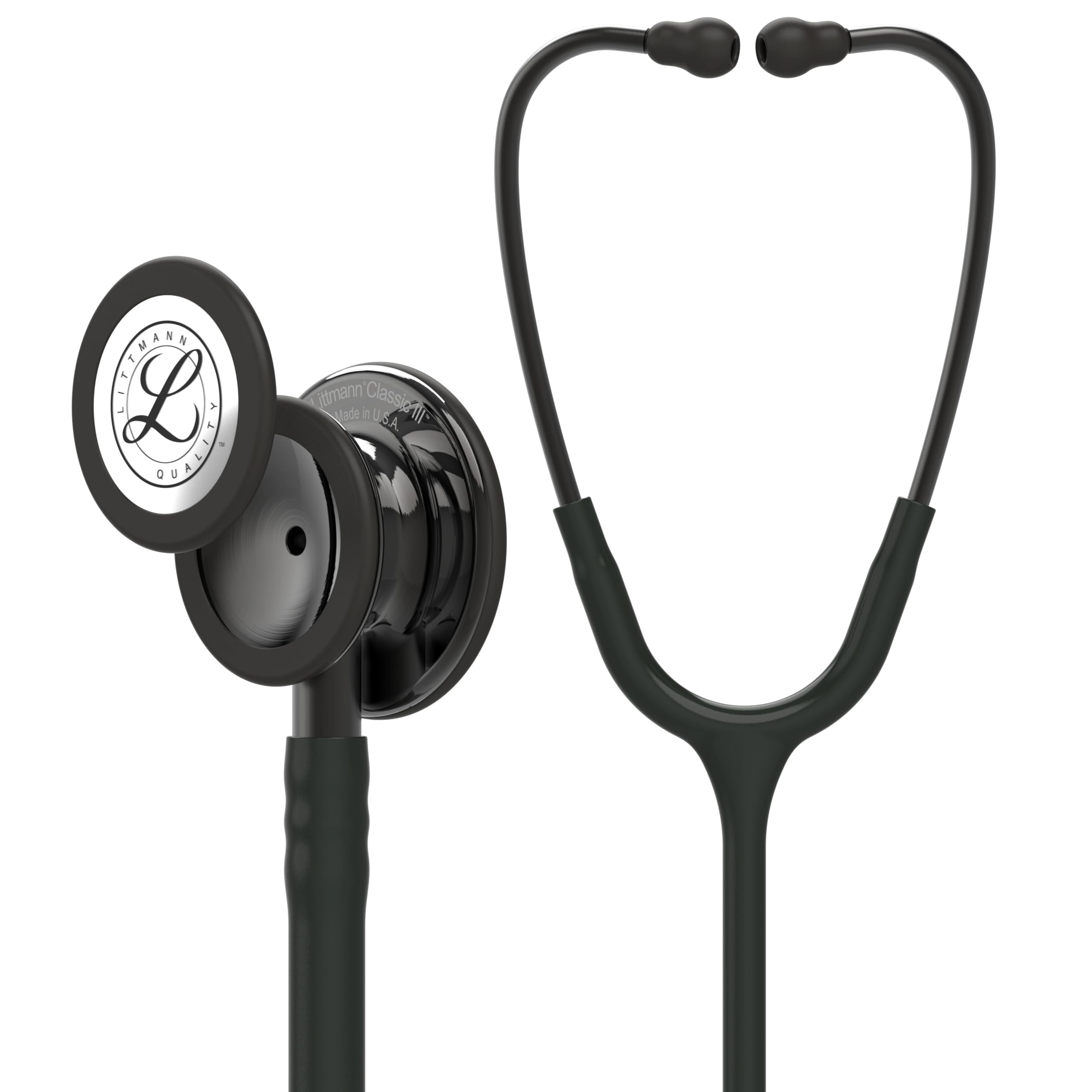 3M Littmann Classic III Monitoring Stethoscope, 5811, More Than 2X as Loud, Weighs Less, Stainless Steel Smoke-Finish Chestpiece, 27" Black Tube, Smoke Stem, and Headset
