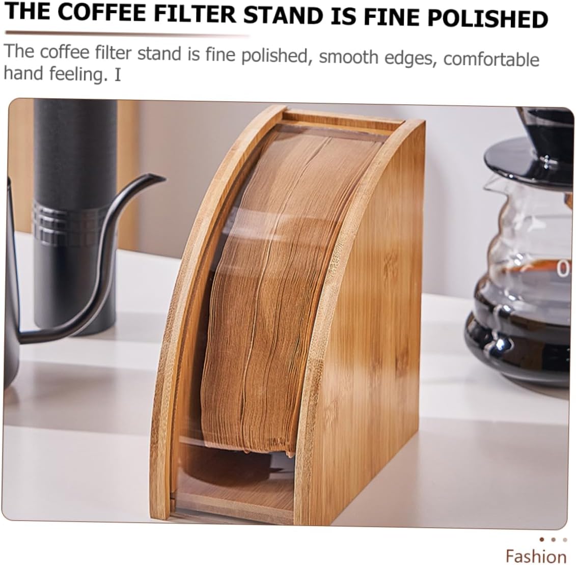 BESTonZON Desktop with Organizer Wear-resistant Tabletop Stand Shape Holder Rack Fan for Storage Wooden Durable Cone Household Natural Coffee Filters Smooth Paper Container Cover Wood
