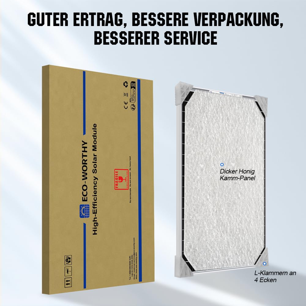 ECO-WORTHY Bifaziales Solarpanel120W 18V, Monokristallin Solarmodul für 12V Batterien, Photovoltaik, Solarpanel 12v ideal für Wohnmobil, Balkonanlage, Gartenhäuse, Boot