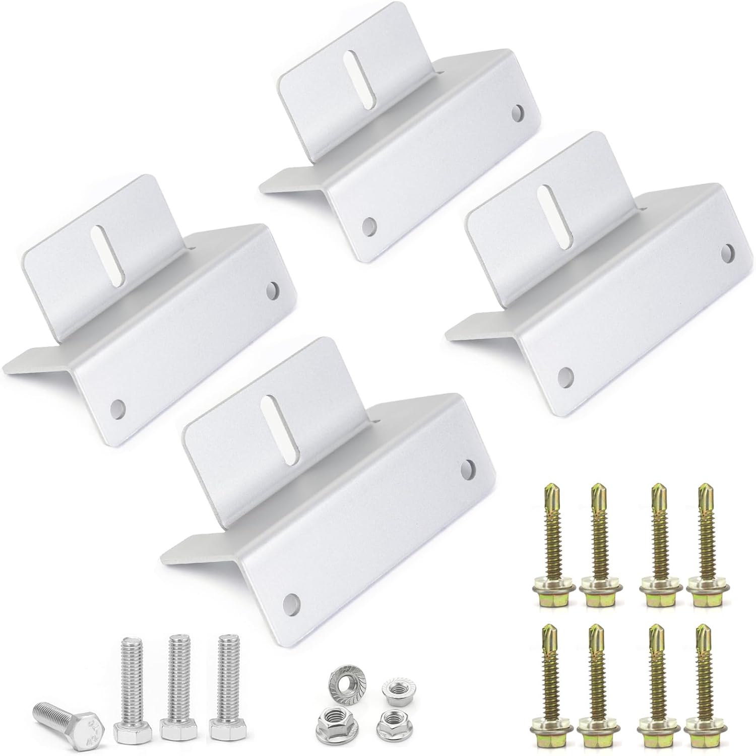 ECO-WORTHY 16 Units Solar Panel Mounting Brackets,Z Bracket Sets Lightweight Aluminum Corrosion-Free for RV, Trailer, Boat, Yachs, Wall and Other Off Gird Roof,4 Set of 4 Units