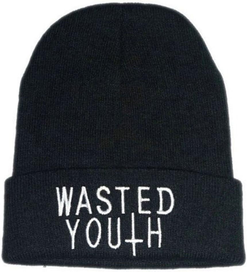 Wasted Youth Beanie Black Hat Hiphop Knit Beanie Unsex Winter Hat