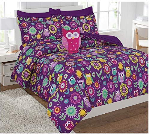 Fancy Linen Girls Comforter Set Owls Flowers Purple Teal Yellow Lavender New # Owl Purple (Twin Comforter)