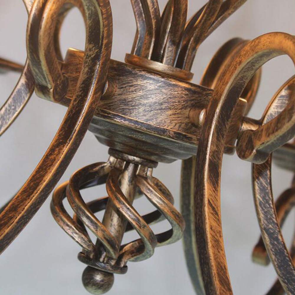Kronleuchter Antik Bronze Pendelleuchte Industrie Retro Metall Hängeleuchte E14 Höhenverstellbar Kerze Kristall Deckenleuchte Klassisch Hängelampe Für Wohnzimmer Esszimmer Schlafzimmer 6 Flammig