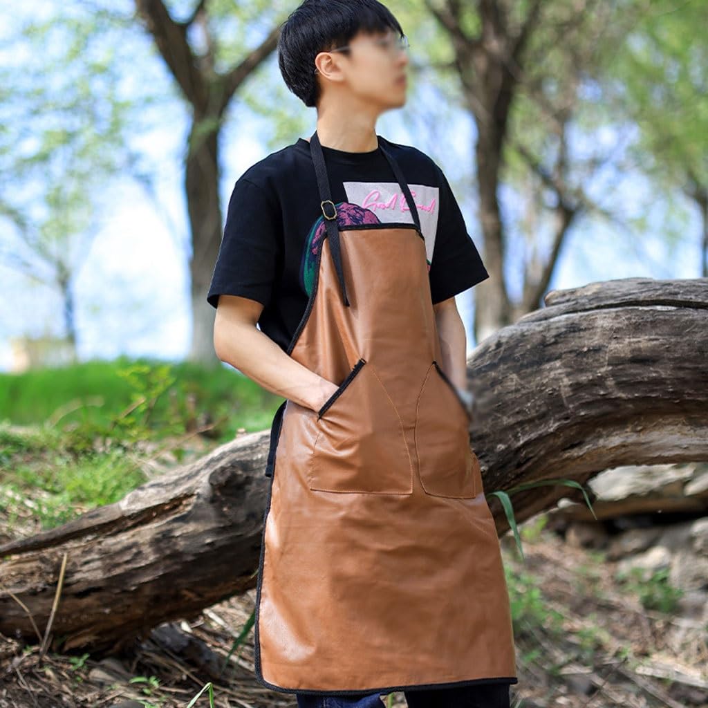 Tablier de chef Tablier en cuir pour la maison travail de cuisine cuisine studio d'art aquatique barista magasin de thé au lait vêtements de travail tabliers de cuisine