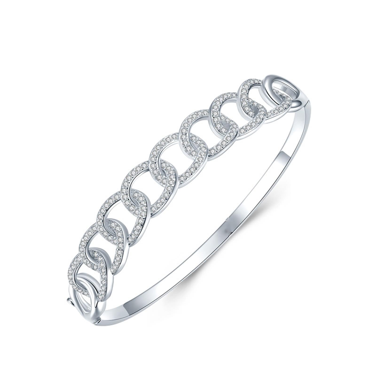 Bonita pulsera, pulsera para mujer, cadena con moissanita, oro blanco, conjuntos de joyas para mujer