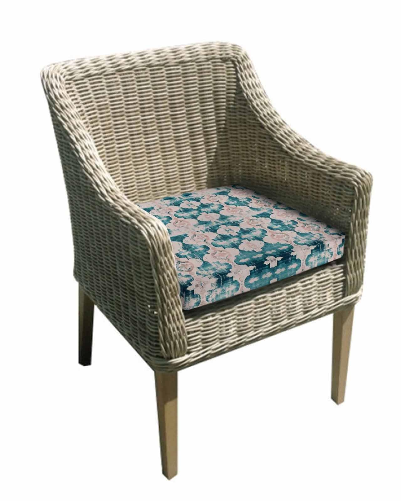 Teal Boho Outdoor Cushion Chair Cover Set of 2 - Waterproof Couch Seat Covers, Farmhouse Retro Ethnic Turkish Pattern Motifs Patio Furniture Protector Cushions Slipcovers for Sofa/RV, 22