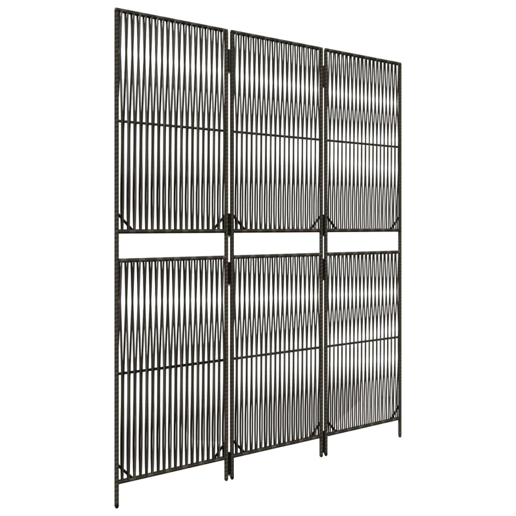 Biombo de 3 Paneles ratán sintético Gris Biombo Protector, para Interior y Exterior Separadores de Ambientes para Sala de Estar, Dormitorio y Oficina