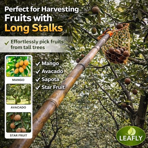 Image of Leafly Mango Fruit Plucker with Net|Fruit Picker|Fruit Harvester (5-7 Kg)|Nylon Net Metal Frame|Fruit Basket Capacity Garden Tool
