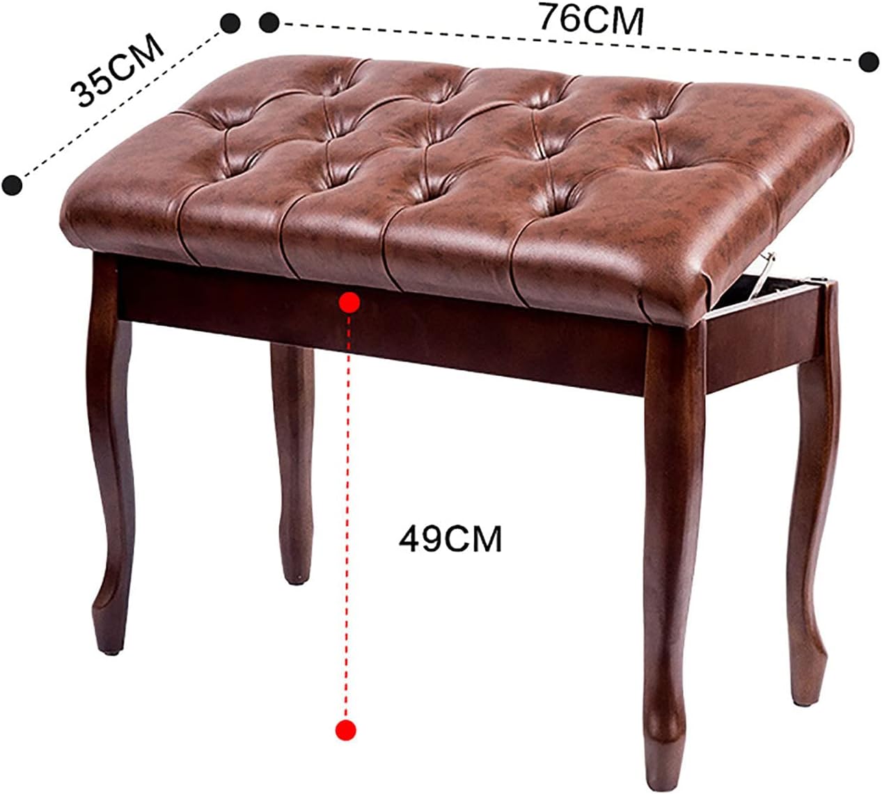 Piano Stool Dressing Table Stoolteak Double Person Keyboard Stools Fixed Height Durable Keyboard,