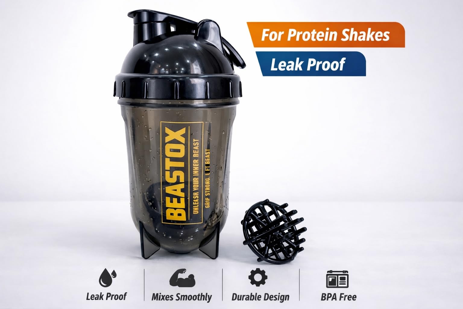 NIGHTFURY Protein Shaker Bottle, Leak Proof, BPA Free, 750ml Capacity, with Mixing Ball — Amazon image 3