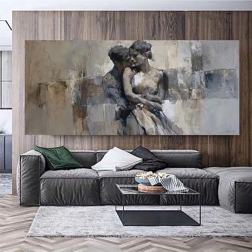 LTjiajuypd Modern Canvas Poster Titled 'Abstract Couple In Embrace For Decorating Bedrooms(50X100cm)