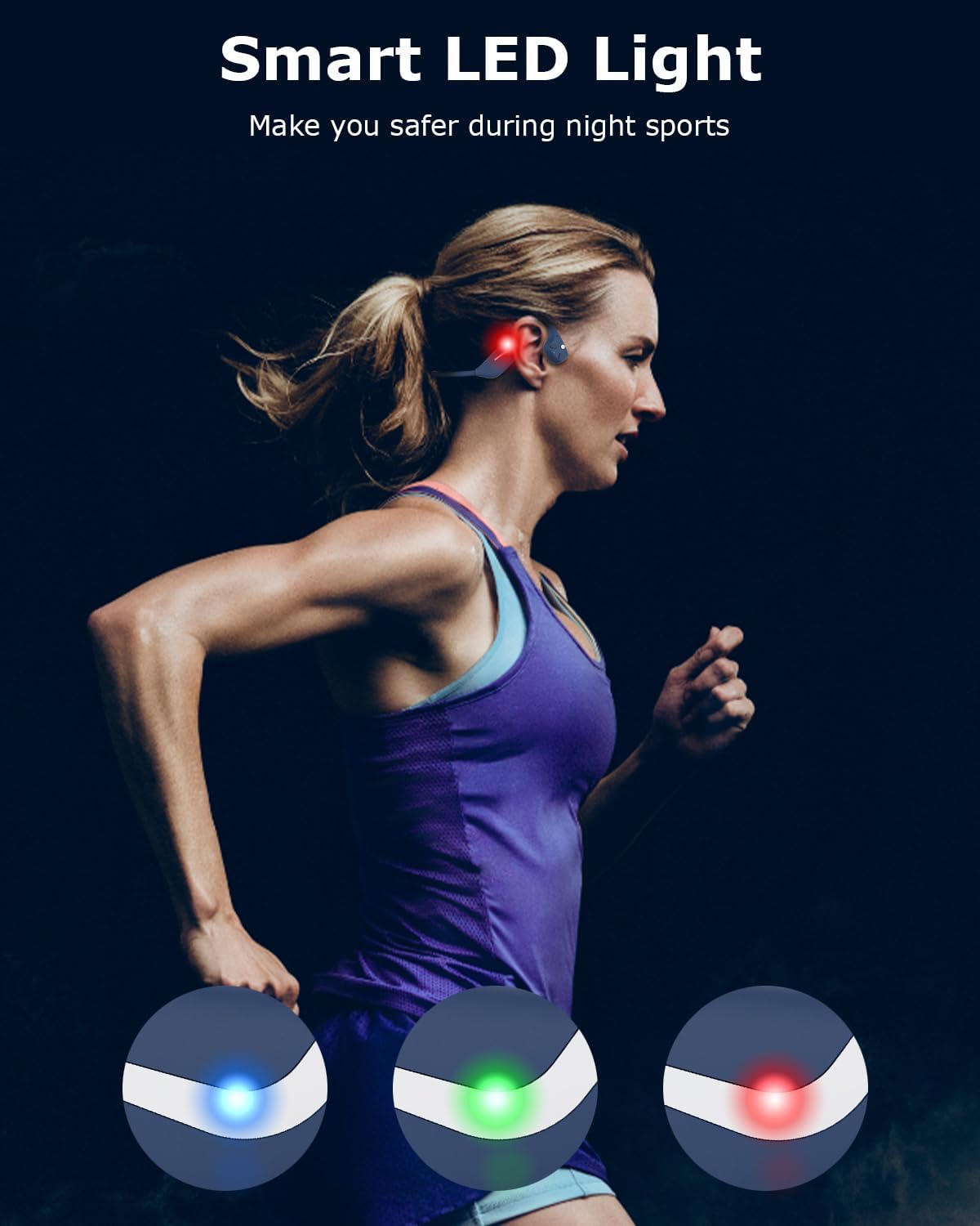 MONODEAL Bone Conduction Headphones Bluetooth, Open Ear Headphones Wireless Bluetooth with 20H Long Battery Life, IP67 Waterproof Sports Earphones for Running, Cycling, Training, Hiking