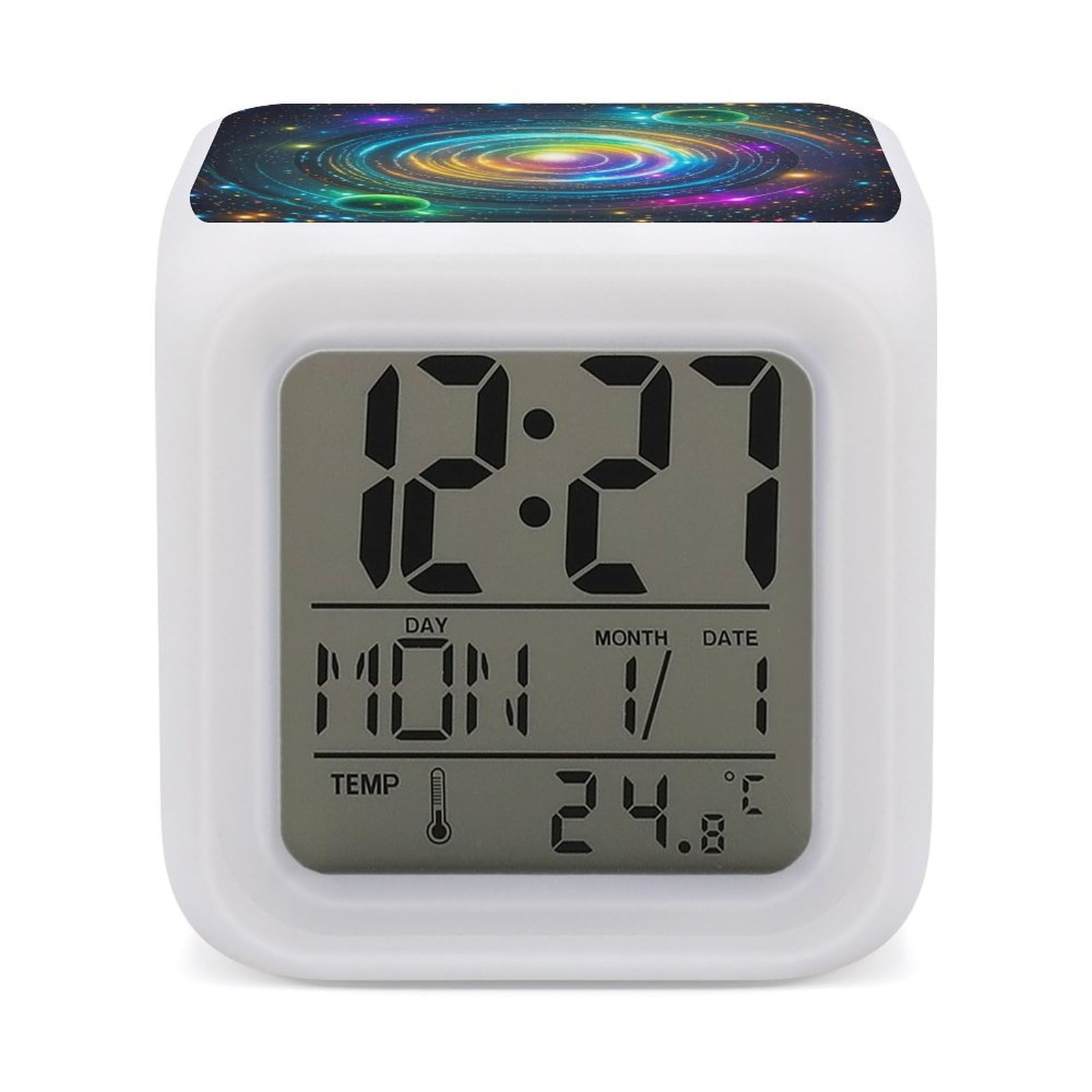 LZQPOEAS jpg Alarm Clock Desk Clock with 7 Color Changing Night Light Digital Clocks with Temperature Display Sleep Training and Sound Machine for Heavy Sleeper