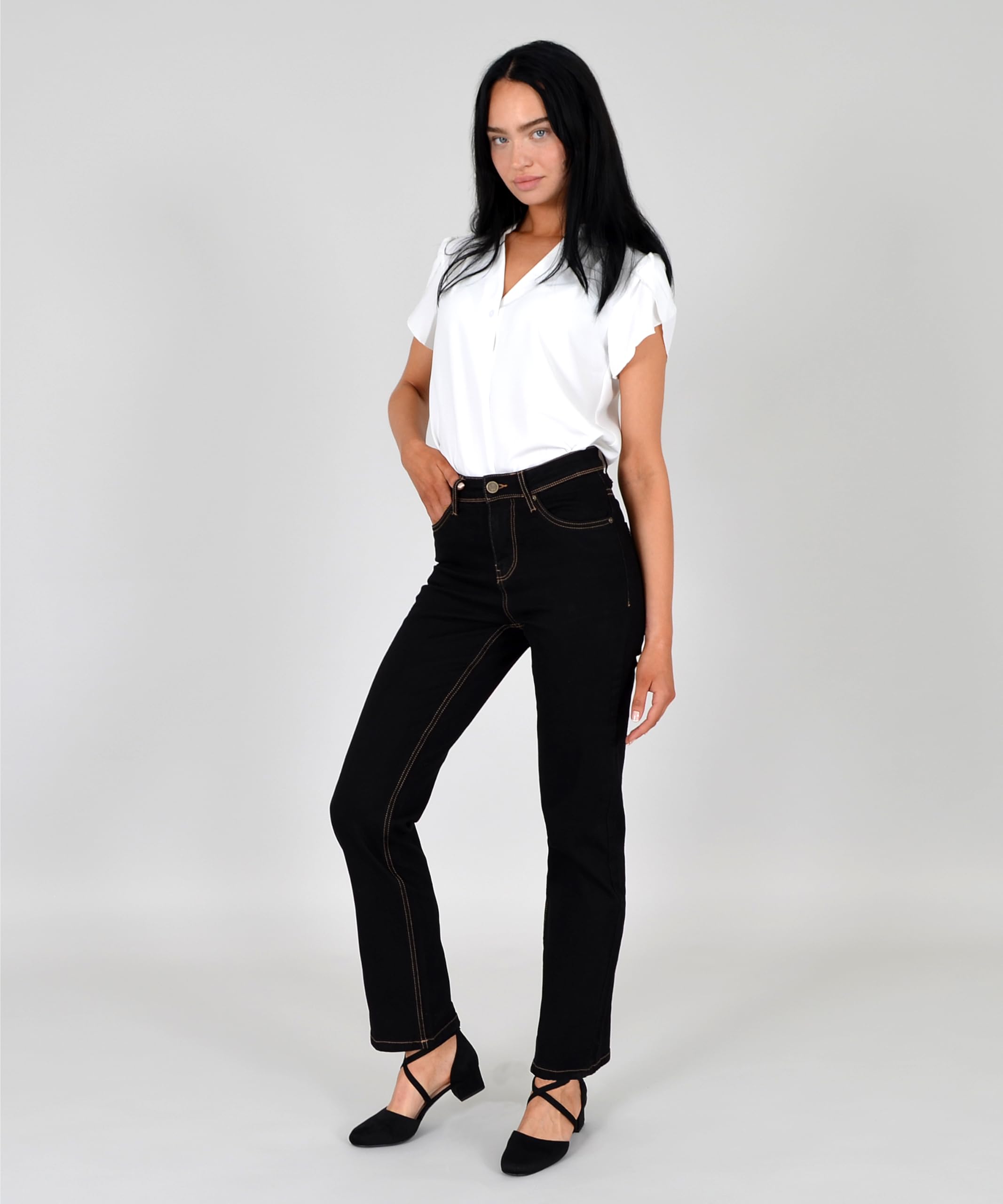 ESRA Damen Jeans Hose Damen Jeanshose gerader Schnitt Straight bis Übergrösse G400