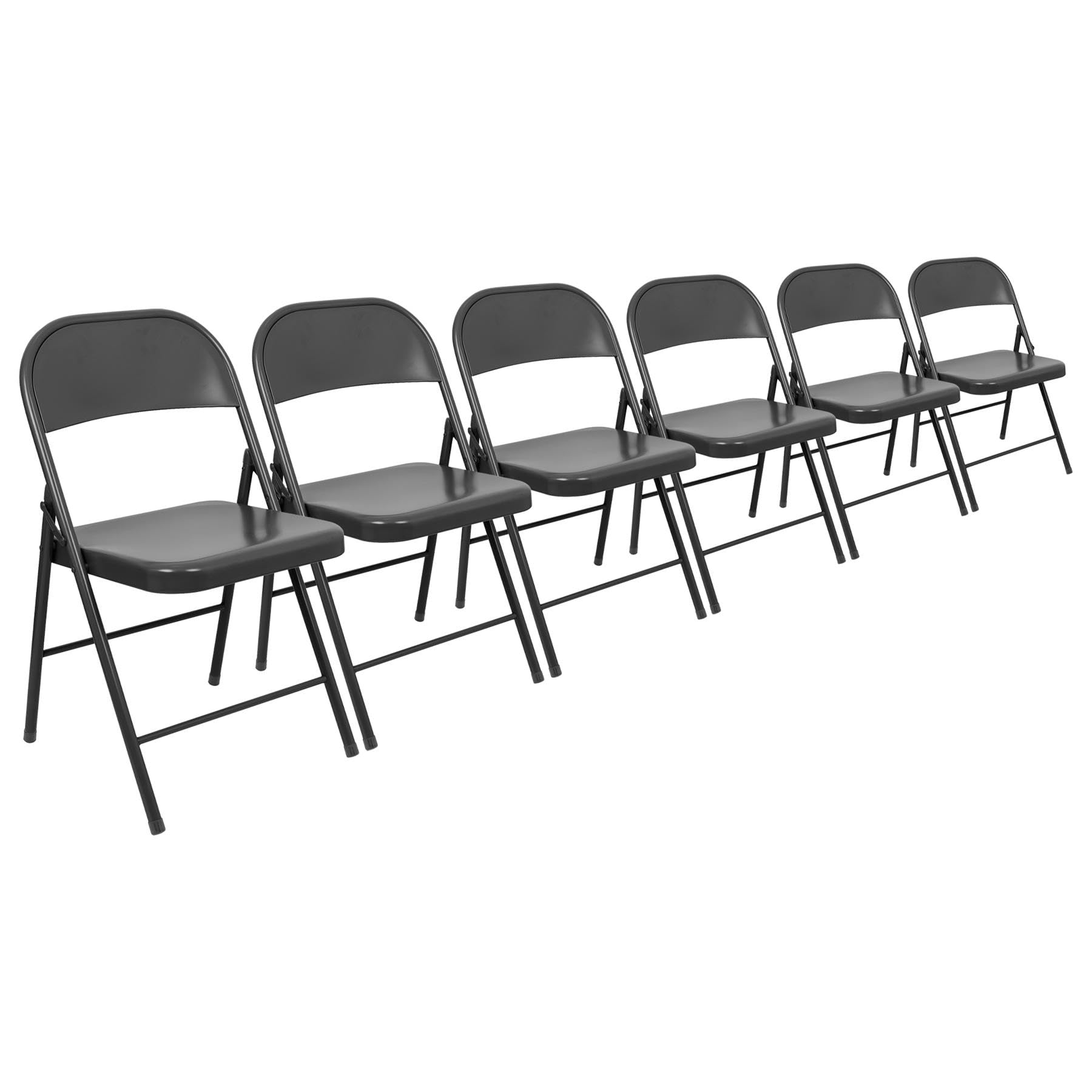 Harbour Housewares Black Metal Folding Chairs with Rubber Bumper Feet - Pack of 6 - Lightweight Foldable Desk Chair Metal Garden Seats for Indoor, Outdoor Activities, Guests, Conferences — image 1