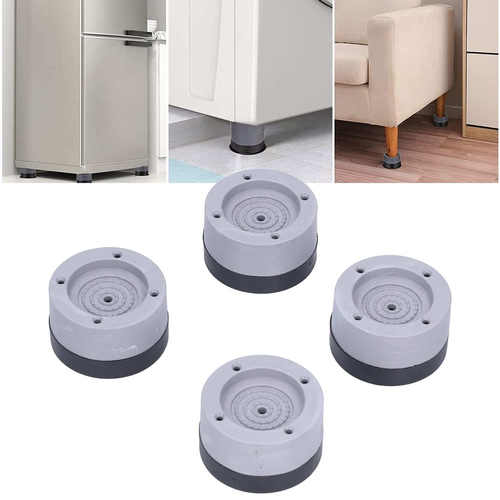Washing Machine Mat, Anti Slip Pads 4Pcs Anti Vibration Washer Pad, 4cm Rubber Foot Pad, Stackable Washer Feet Stabilizer with Noise Reduction Anti Vibration Pads for Sofas,