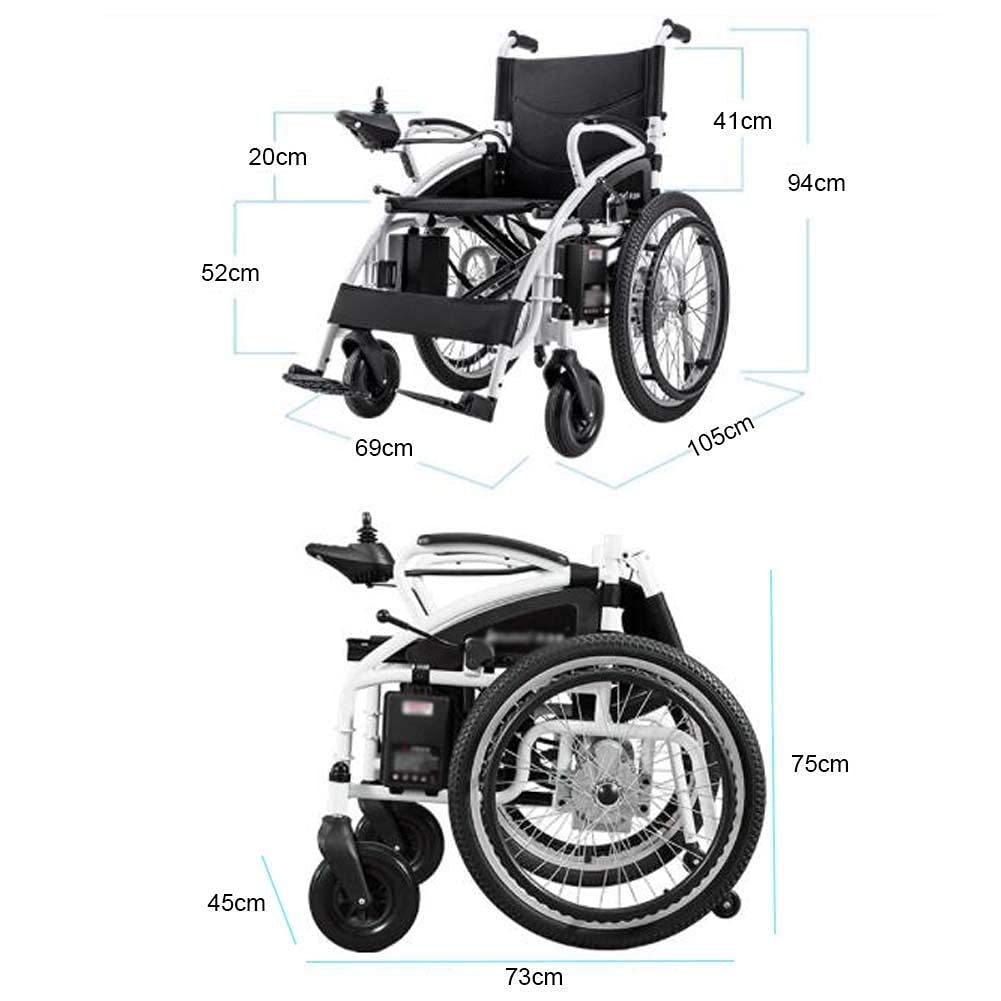 Carrozzina Elettrica Carrozzina Elettrica Pieghevole Motorizzata,Potente Carrozzina A Doppio Motore, Leggera, Solo 37Kg, Resistente, Carrozzina Elettrica Pieghevole A Doppio Motore,per Disabili Elde