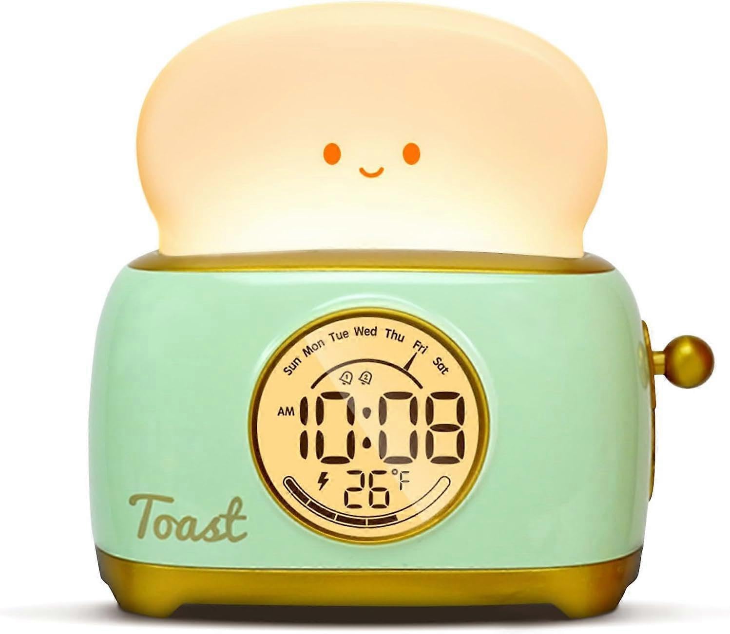 Niedliche Toaster-Lampe, niedlicher Wecker, Kinderuhr, Kinderuhren für Schlafzimmer, verstellbare Helligkeit, digitaler Wecker, Geschenke für Kinder, Mädchen, Jungen