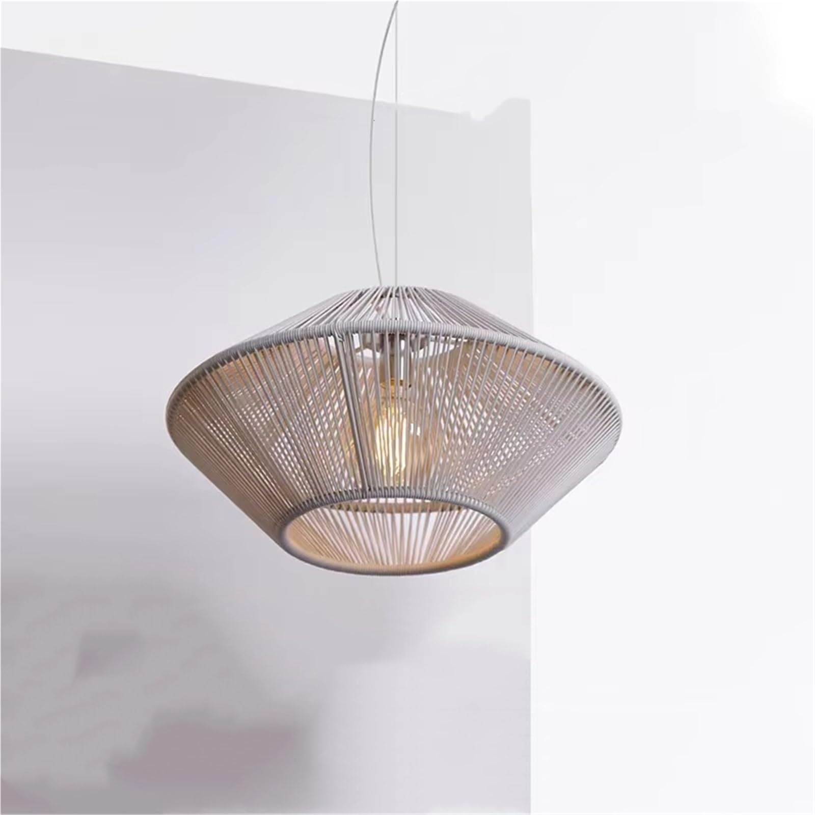 LYMSXAZOU Modern Nordic Plastic Rattan Weaving Black White E27 Pendant Light Living Room Restaurant Bedroom Decoration Chandelier