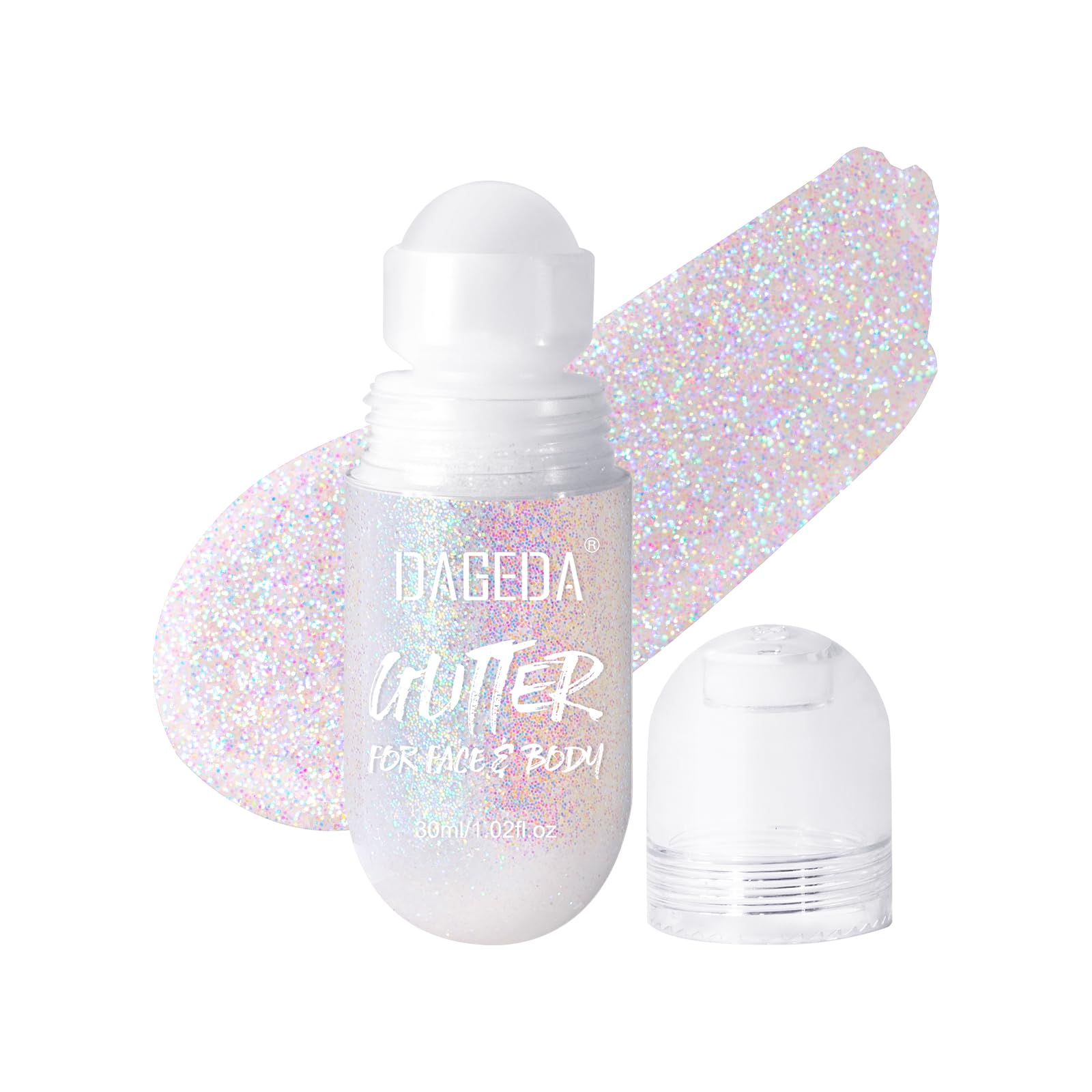 DAGEDA Body Glitter Gel, Roll-on Face Glitter for Mermaid Makeup Festival Rave Accessories, Holographic Hair Glitter Gel,Body Shimmer Halloween Makeup for Rave Party (Dazzle)