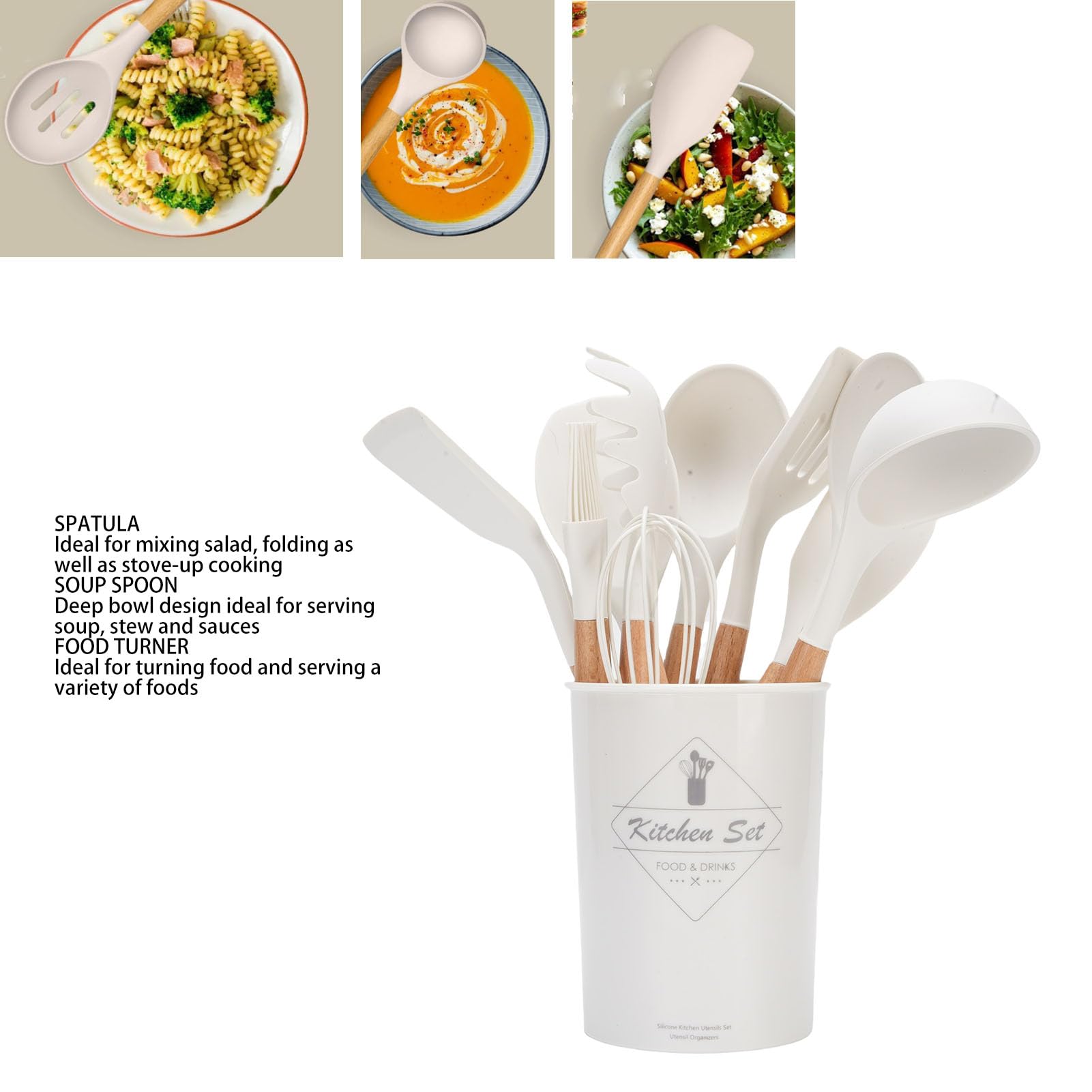 Set de Utensilios de Cocina de Silicona, 12 Piezas, Resistente Al