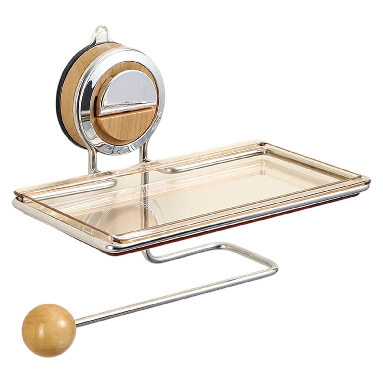 Jazuaiao Log Color Modern Bathroom Storage Shelf Adhesive Suction Cup Mount Storage Stand For Showers Toiletries Holder Adhesive Bathroom Rack