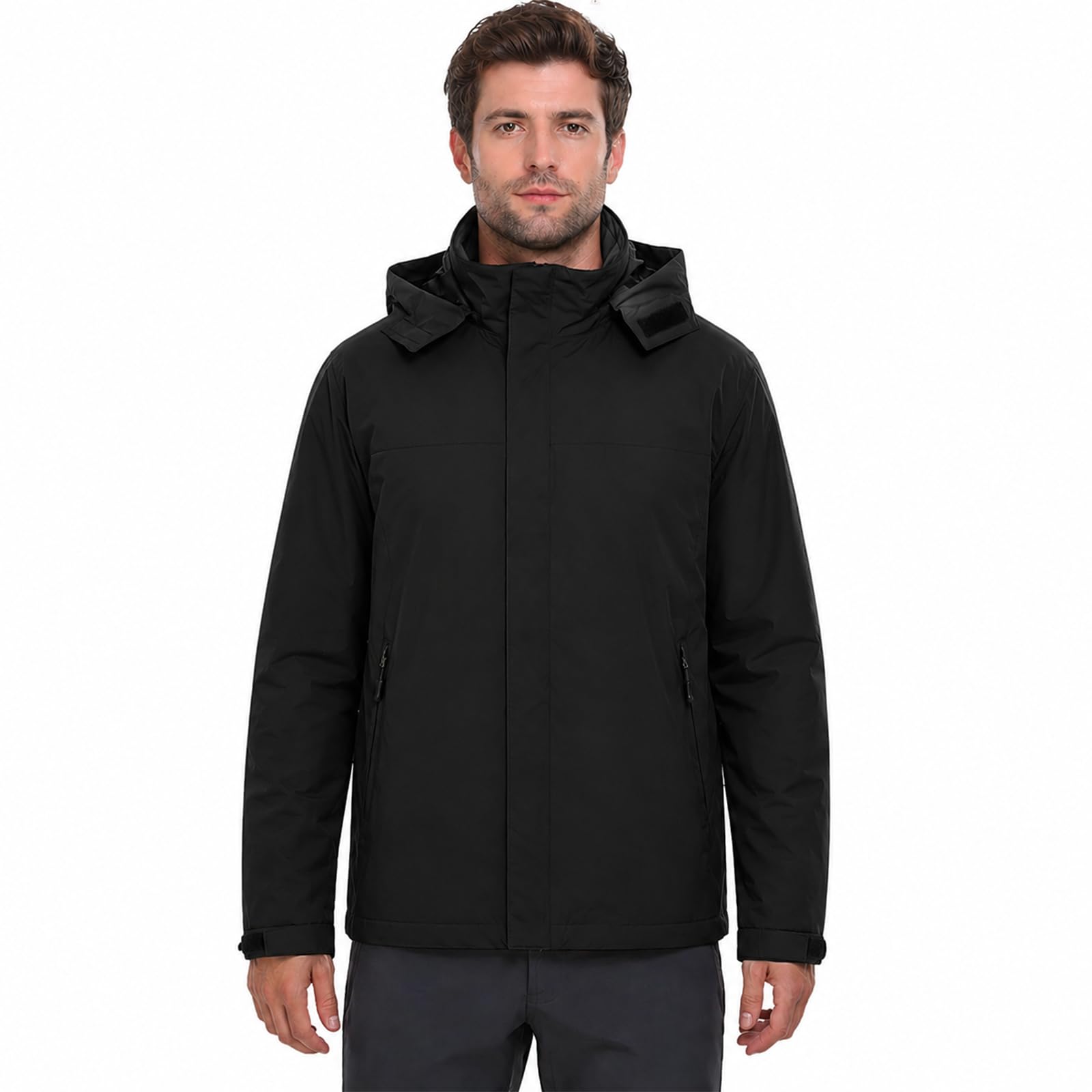 Regenjacke Herren Wasserdicht Atmungsaktiv Regenmantel Herren Wasserdicht Outdoorjacke Windbreaker mit Abnehmbarer Kapuze Leichte Regenjacke Herren für Wandern Reisen