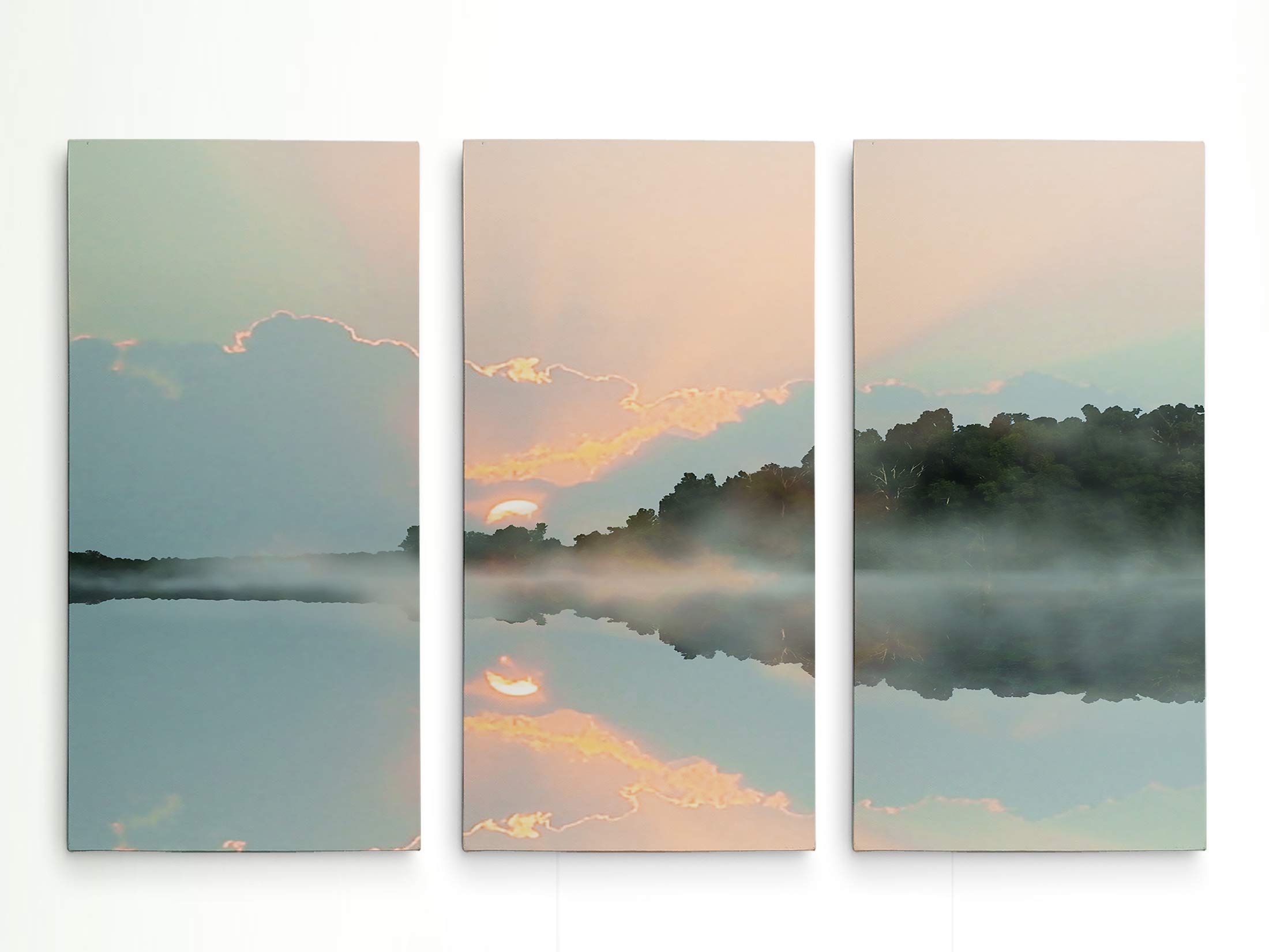 Renditions Gallery-Canvas Prints Wall Art-Sunset Cove-Gallery Wrapped-Landscape-Modern-Home Décor-Ready to Hang-3 Pieces-Each Canvas
