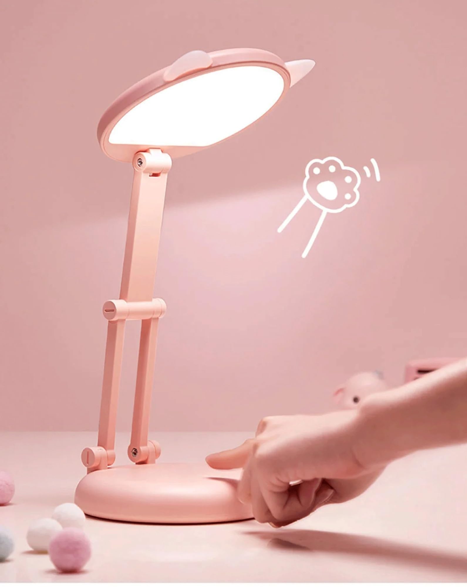 Składana lampa biurkowa, przenośna lampa do czytania, różowa lampa biurkowa, dekoracja pokoju kawaii, przyjazna dla oczu lampa biurkowa do użytku domowego, biura i akademika