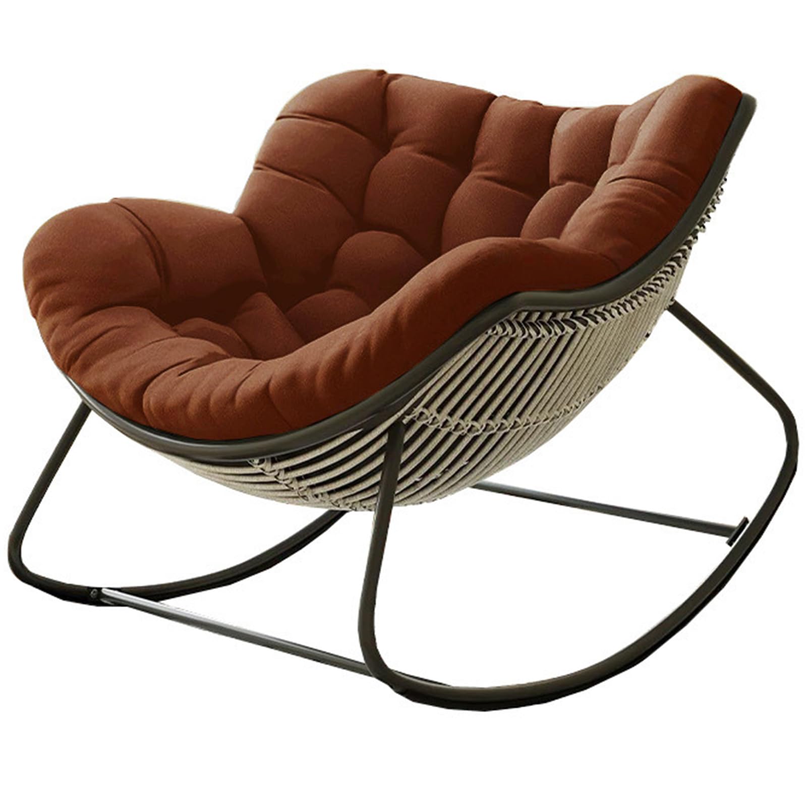 Rocking Chairs Cushions for Adults【NO Frame】 Waterproof Giant Patio Rocking Chair Replacement Cushion, Indoor Outdoor Egg Chair Cushion 4×39 ×47" Comfortable Soft and Skin-Friendly (Dark brown)