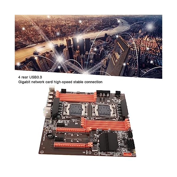 X99 Dual Socket Desktop Motherboard, LGA 2011-3 CPU Mainboard für Studio Computerspielsimulator E5CPU (DDR4 3000/2666/2400/2133 MHz, PCI-E, SATA3.0, USB 3.0, USB 2.0, RJ45, PS / 2, CR2023, RTL8111H) – Bild 4